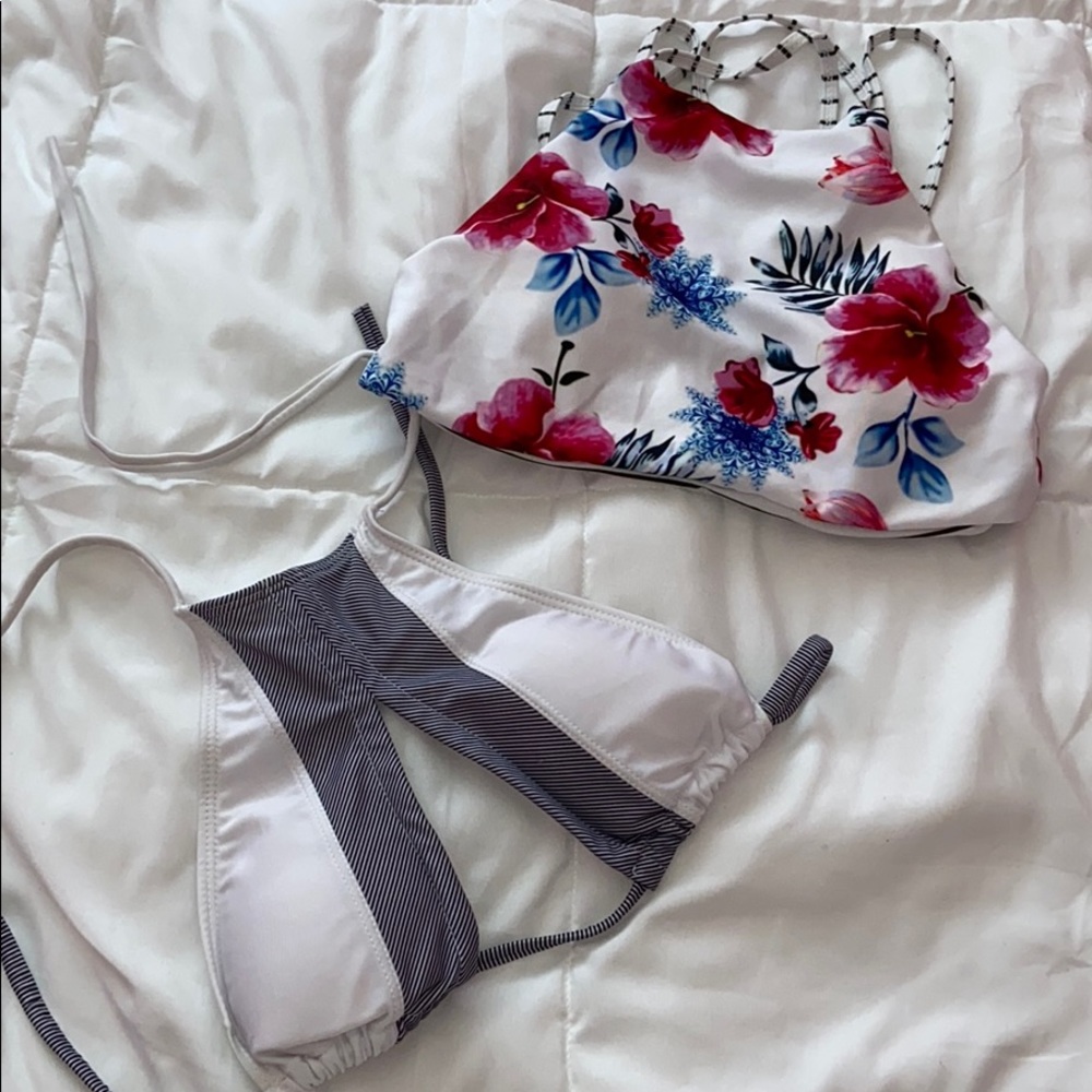 Two high neck bikini tops